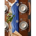 thumbnail image 2 of ERUNPONLY Blue Brown Beach Table Runner - 60 Inch Long Abstract Striped Gradient Ocean Sand Cotton and Linen Blended Dress Scarves Farmhouse Table Runner for Kitchen Dining, Coffee Table, 13"x60", 2 of 8