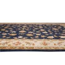 EORC Navy Hand Knotted Wool Traditional Peshwar Rug, 6'7 X 8'3