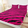 thumbnail image 3 of Homewish Wild Trger Striped Bed Sheets,Modern Gemeotric King Sheets,Black Pink Sheet Set For Men Women,Luxury Bedroom Decor,4-Piece, 3 of 7