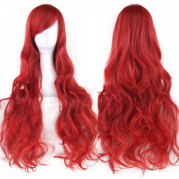 XmhyTop Spiral Curly Long Wig, 32" (80cm) Length, Perfect for Cosplay Costumes, Red