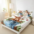 thumbnail image 4 of Feelyou Xmas Highland Cow Queen Sheet Sets, Kawaii Rustic Animal Flat Sheet, Winter Jungle Plant Botanical Queen Fitted Sheet, Microfiber Bedroom Decor, 4-Piece, 4 of 7