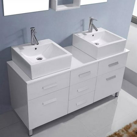 Um 3063 S Wh Modern 56 Double Sink Bathroom Vanity Set White W Um 3063 S Wh Modern 56 Double Sink Bathroom Vanity Set White W