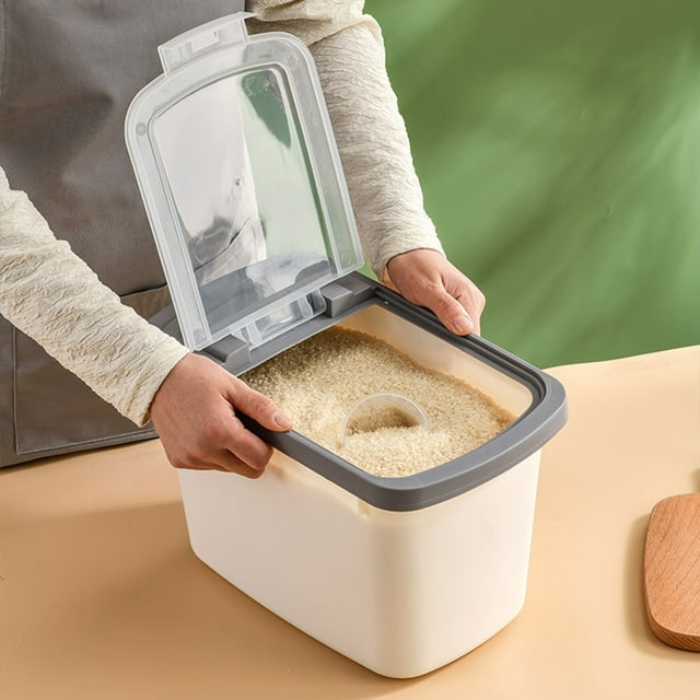 TopLLC Organization and Storage Large Airtight Rice Container- Food Storage Cereal Container- Pet Dog Food Container With Measuring Cup- Flour Grain Container For Household Storage Jar