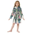 thumbnail image 6 of FORMRS Niños Bathrobe Unisex Hooded Robe Soft Plush Pajamas Sleepwear, Size 10-12T, Green Floral, 6 of 7
