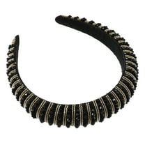 Unique Bargains Crystal Headband Rhinestone Hairband for Women 1.2 Inch Wide 1 Pcs Black Gold Tone