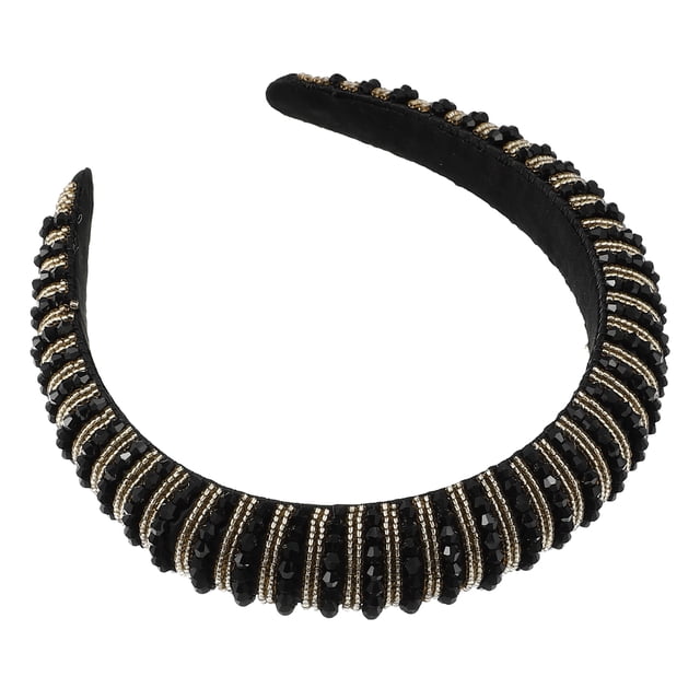 Diadema de cristal Unique Bargains tono dorado negro 1.2 pulgadas de ancho