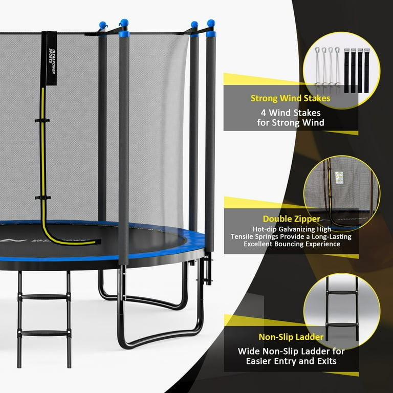 ULTRAPOWER SPORTS Trampoline for Kids Adults 10FT 12FT 14FT 15FT Trampoline with Safety Enclosure Net and Ladder Outdoor Heavy Duty Recreational