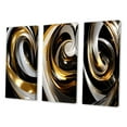 thumbnail image 3 of Designart "Black White Gold Swirl Liquid Dimension II" Abstract Spirals Wall Art Set Of 3 - Transitional Gold Canvas Set For Living Room Decor, 3 of 6