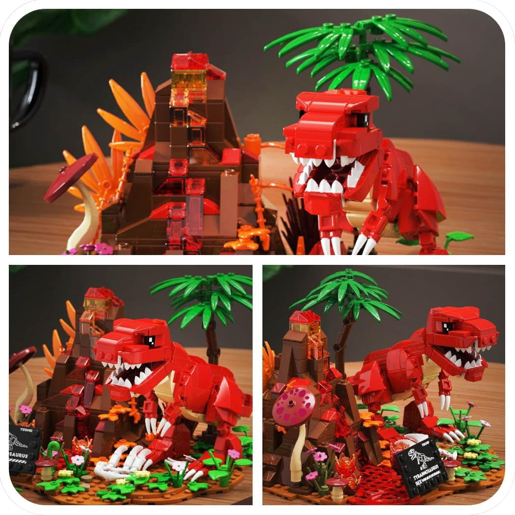 Dinosaur World T-Rex Building Set- Compatible with Lego Sets , Jurassic Volcano Era Building,(559 Pcs)