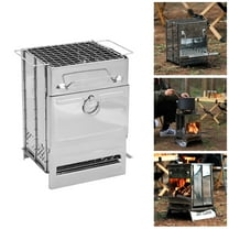 Portable Stainless Steel Wood Burning Folding Camp Stove, Compact Camp Stove for Hiking, Camping, BBQ & Survival, Lightweight Backpacking Stove with Base Bracket, for Outdoor Adventures Small