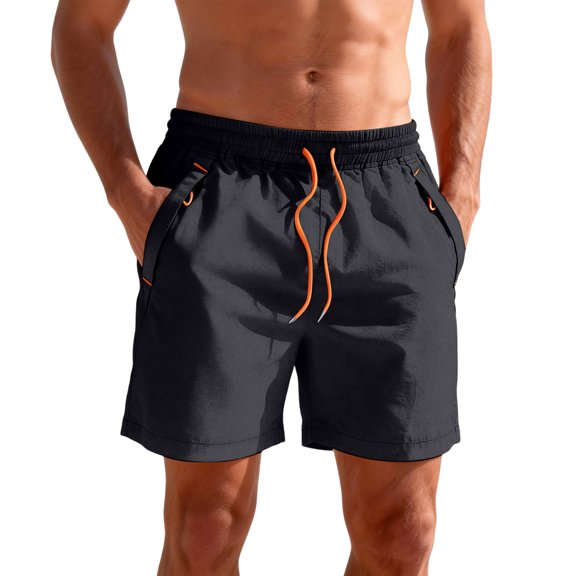 Men's Shorts Lightweight Solid Color Cargo Shorts Drawstring Elastic Waist Shorts Summer Lightweight Running Shorts Walking Shorts