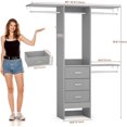 thumbnail image 7 of Homieasy 14.8'' - 48'' W Closet System with Drawers and Hanging Rods(Cut to Fit), Gray, 7 of 7