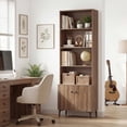 thumbnail image 4 of Gymax Bookshelf w/ Doors 5-Tier Floor Standing Bookcase w/ 2 Anti-Tipping Kits Walnut, 4 of 9