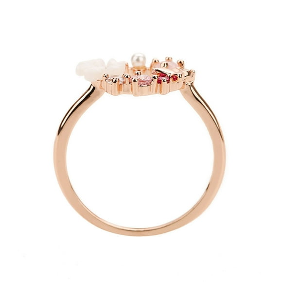 Gold Rings Rose Gold Ring Butterfly Flower Real Rose Gold Ring Butterfly Flower Real Rose Gold Ring
