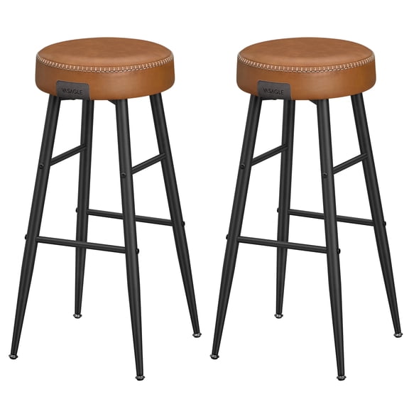 VASAGLE EKHO Collection - Bar Stools Set of 2, Bar Height Bar Stools, Kitchen Counter Stools, Mid-Century Modern Backless Counter Stools, 30-Inch Tall, Kitchen Island Home Bar, Caramel Brown