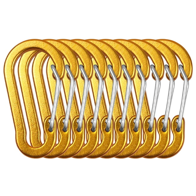 TFixol 10-Pack Golden Aluminum Alloy S-Shape Spring Clips, Flat Wire Carabiners, 50x26mm, 5.4g, Multi-Color Options
