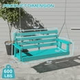 thumbnail image 2 of FODINGHILL Outdoor Hanging Porch Swing with 2 Seat，HDPE All Weather Swing Chair, Patio Swing Chair for Garden, Courtyard, 600LBS Weight Capacity, Aqua, 2 of 6