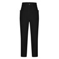 thumbnail image 3 of leijia Tapered Capris Pants for Women Cotton Linen Beach Pants Elastic High Waisted Button Capri Pant with Pockets, 3 of 6
