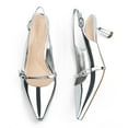thumbnail image 3 of JENN ARDOR Slingback Kitten Low Heels Pointed Closed Toe Buckle Strap Dress Shoes Wedding Work Pumps, 3 of 5