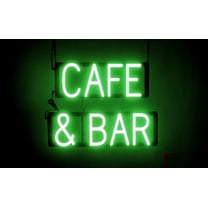 SpellBrite CAFE & BAR LED Sign for Business. 19.6" x 15.0" Green CAFE & BAR Sign Has Neon Sign Look With Energy Efficient LED Light Source. Visible from 500  Feet, 8 Animation Settings.