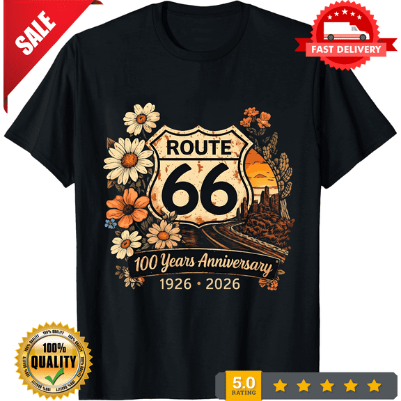 Route 66 100 Years Anniversary 1926-2026 T-Shirt N2774, S-5XL, NEW TRENDING ITEM-TH82424