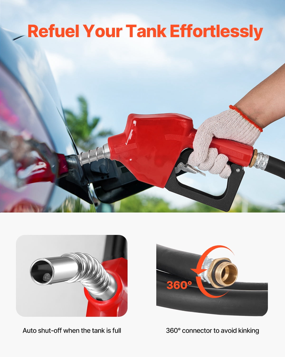 VEVOR Portable Diesel Tank, 58 Gallon Capacity & 10 GPM Flow Rate, Fuel Tank with 12V Electric Transfer Pump and 13.1ft Rubber Hose, PE Diesel Transfer Tanks for Easy Fuel Transportation, Grey