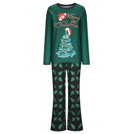 

AXXD Christmas Pajamas For Family Christmas Fashion Long Sleeves Women Printed Top+Pants Family Matching Pajamas Set
