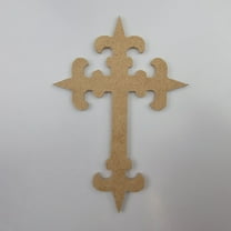 7"Thin Fleur De Lis Cross #4, Unfinished Wood Art Shape by Wooden Craft Cutouts