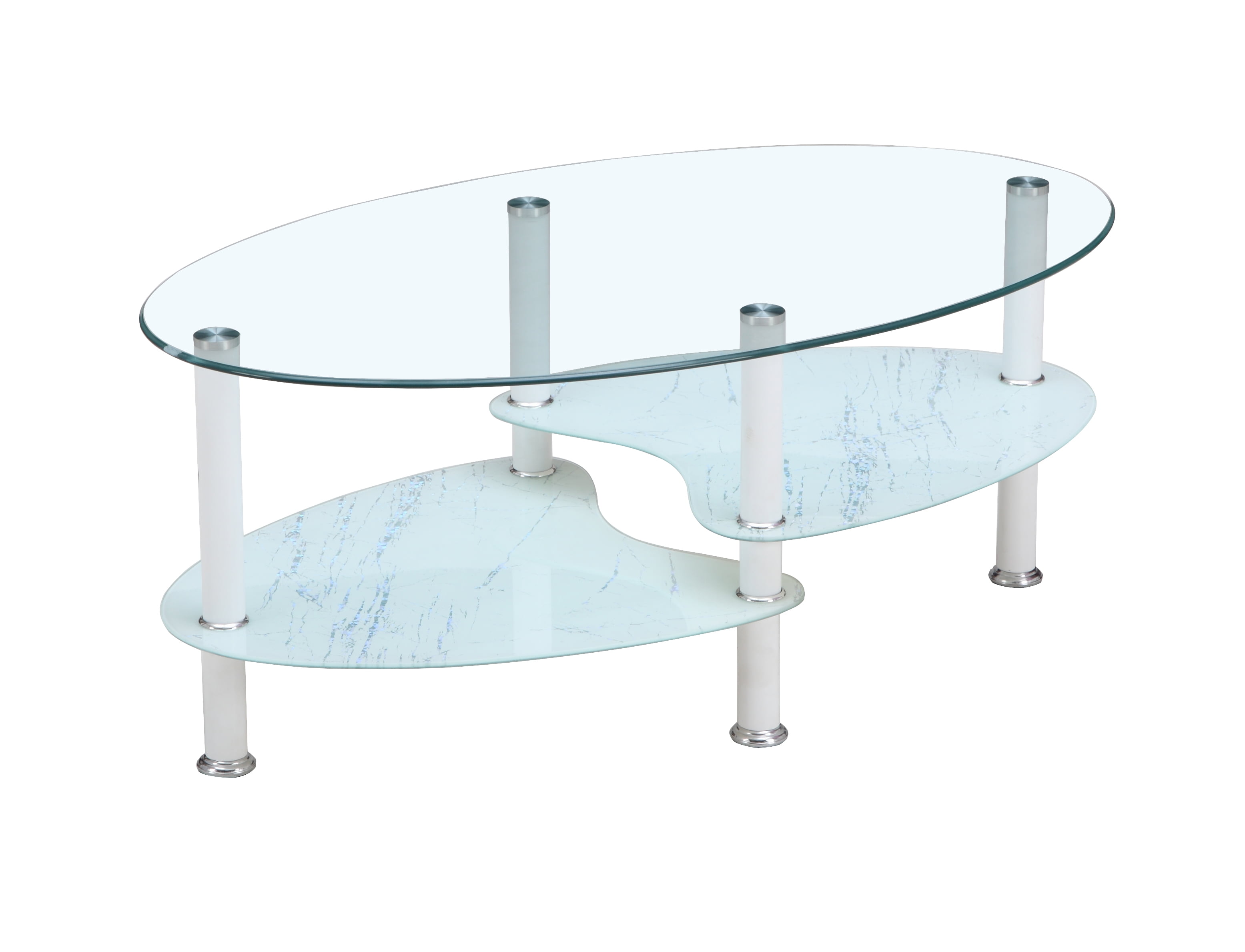 White glass oval coffee table cocktail table