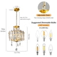 thumbnail image 6 of LMQNINE Modern Farmhouse Crystal Chandelier LED Pendant Light,Adjustable Height,3-Light Fixture for Kitchen Island, Dining, Bedroom, Gold Finish, 6 of 7