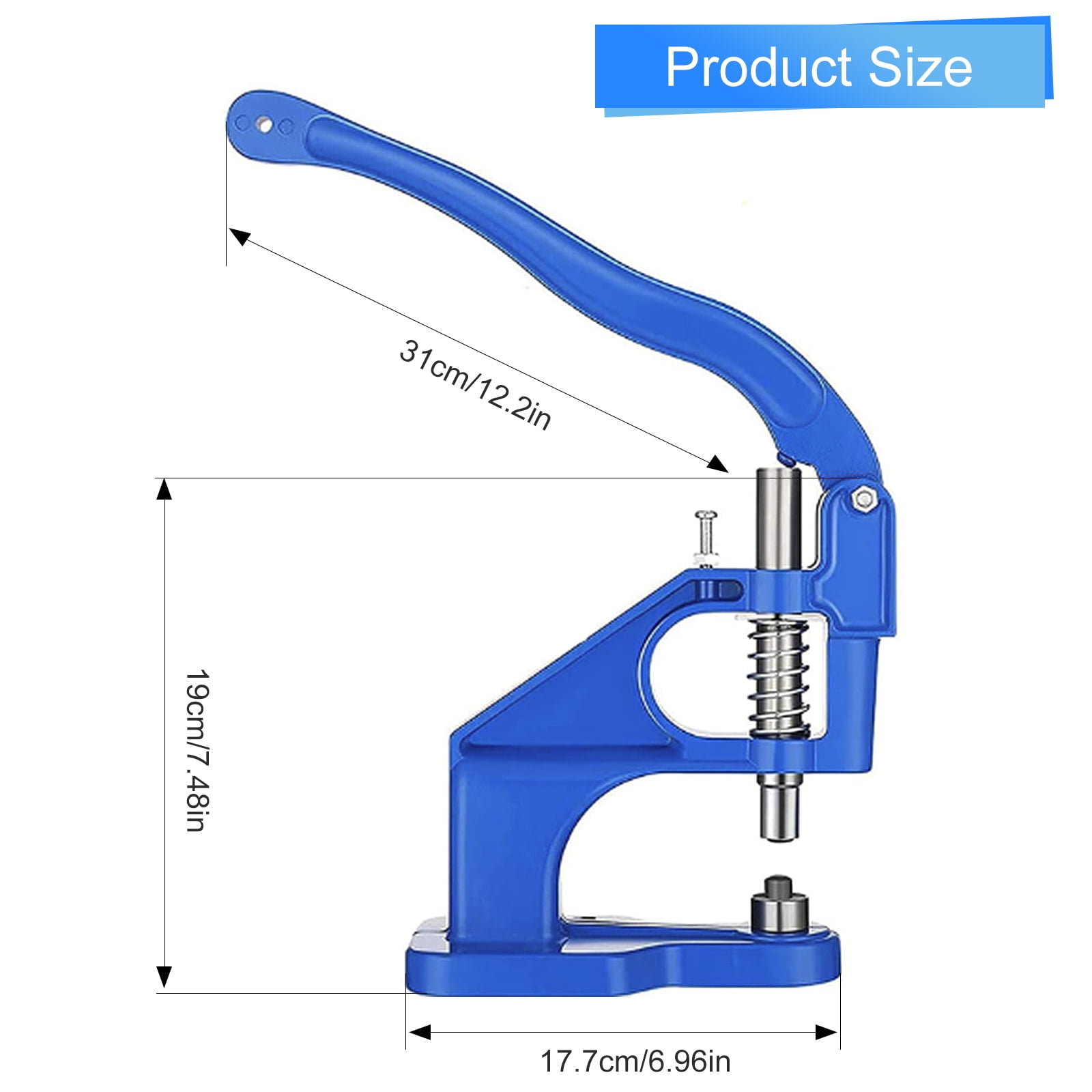 3000pcs Hand Press Grommet Machine, Heavy Duty Eyelet Grommet Machine Punch Tool Kit with Dies, Grommets, and Hammer for Snap Buttons, Rivets, Eyelets, and Pearls (Blue)