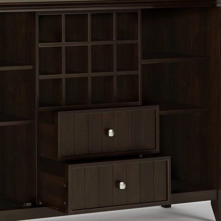 Simpli Home - Bedford Sideboard Buffet and Wine Rack - Dark Chestnut Brown