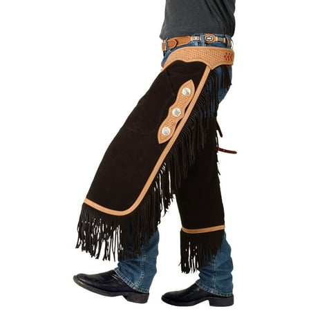 Tough-1 Suede Leather Silver Concho Chinks X-Large