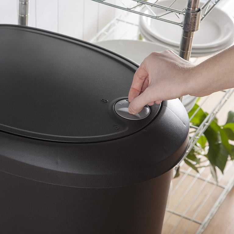 Sterilite 12.6 Gallon Locking StepOn Wastebasket, Black Lid & Base