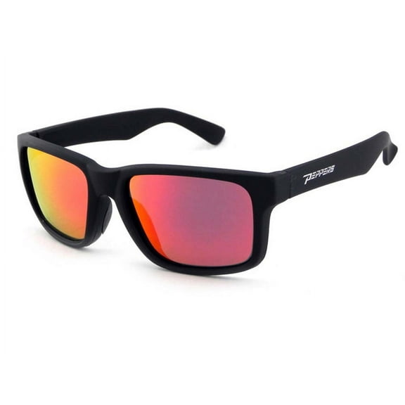 Peppers Beachcomber Matte Black with Brown Polarized Fire Red Mirror Lens Sunglasses