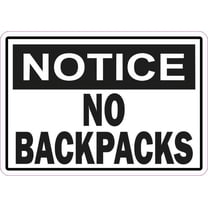 5in x 3.5in Notice No Backpacks Sticker