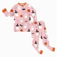 thumbnail image 5 of NOLDARES Boys Girls Halloween Pajamas Cute Pumpkin Print Pjs Cotton Kids Skeleton Sleepwear Clothes Sets Ghost Skull Holiday Sleepwear(Light Pink,8-9 Y), 5 of 8