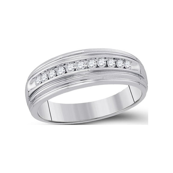 FB Jewels Sterling Silver Mens Round Diamond Wedding Band Ring 1/4 Cttw Size 8