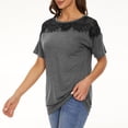 thumbnail image 5 of Moda Mujer Causal Rounk Cuello Blusa de encaje Camiseta de manga corta Tops de verano Fridja  gope4886, 5 of 5