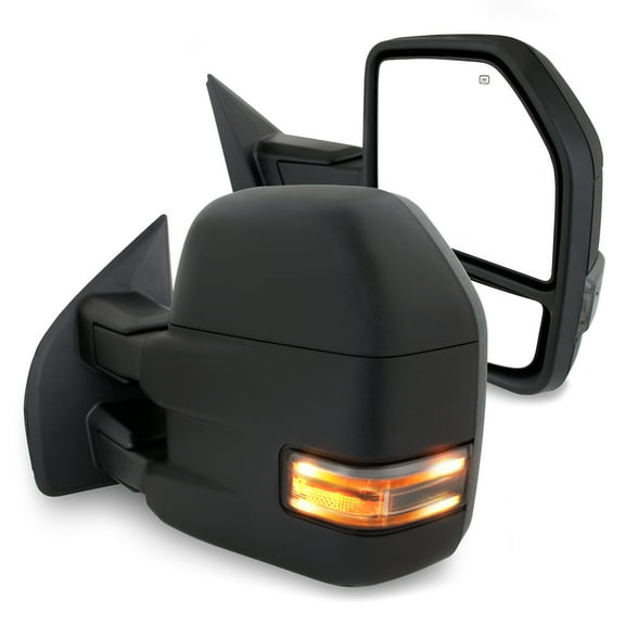 AKKON - For 2015-2018 Ford F150 [8 Pin Plug] Pair of Power   Heated   Turn Signal Black Texture Towing Side Mirrors