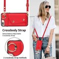 thumbnail image 2 of Crossbody for iPhone 8 Plus/7 Plus Phone Case for Women, Wallet Case with Credit Card Holder Shoulder Strap & Wrist Lanyard Shockproof Purse Back Flip 360 Ring Holder Kickstand Case,Red, 2 of 9