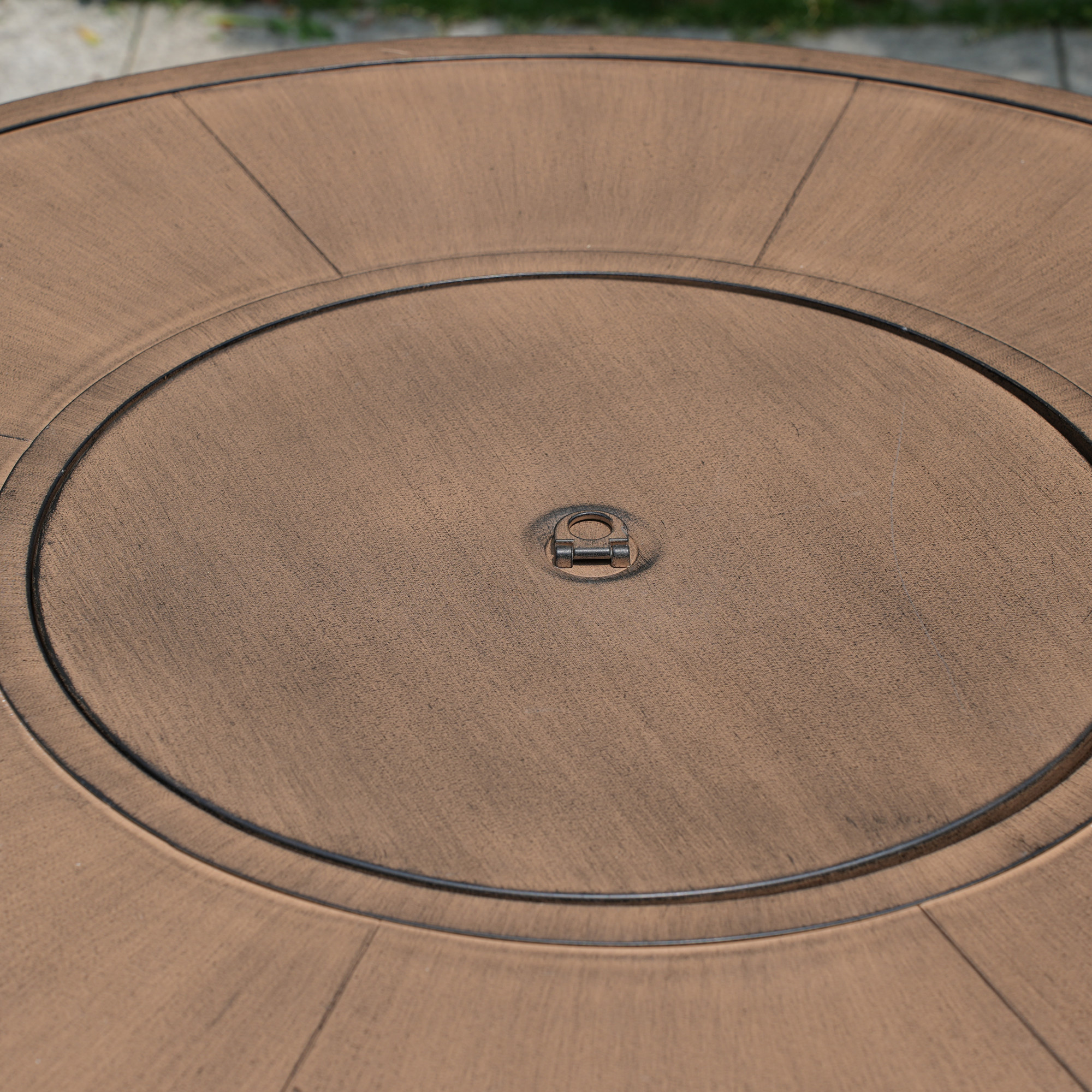 42" Outdoor Wicker Round Propane Gas Fire Pit Table, Brown Dining Table