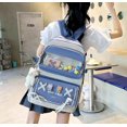 thumbnail image 2 of Juego de mochila Kawaii de 5 uds para niñas adolescentes, bonitas mochilas escolares de 17 pulgadas con bolso de hombro, caja de lápices, bolso de mano, bolso pequeño, azul, 2 of 4