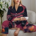 thumbnail image 5 of KLL Romantic Heart Guitar Print Women's Long Sleeve Pajamas with Pants Sleepwear Loungewear 2 Set-X-Large, 5 of 7