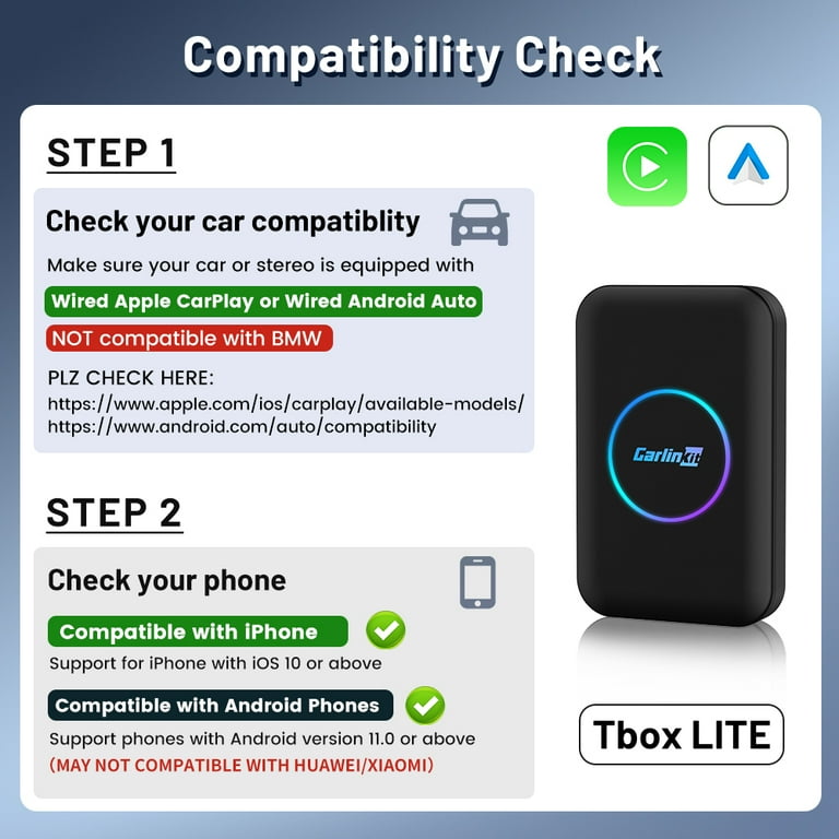 CarlinKit TBOX Lite, 3-in-1 Upgrade Version Wireless CarPlay Ai