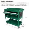 thumbnail image 2 of Utility Rolling Tool Cart with 1 Drawer and 3 Trays, Heavy Duty Metal Garage Organizer with Wheels, Hooks and Locking System, Tool Storage Cabinet Cart for Garage, Warehouse & Repair Shop, Green, 2 of 9
