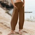 thumbnail image 2 of HAiming Women Capri Pants Drawstring Elastic High Waisted Cropped Pants Straight Leg Lounge Trousers with Pockets, 2 of 6