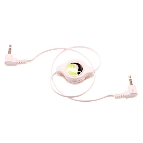Retractable Aux Cable 3.5mm Adapter Car Stereo Aux-in Audio Cord Speaker Jack Wire White G1P for Alcatel My Flip 2 4G, Go Flip 4 3 / Smartflip, Cingular Flip 2, Quickflip 4044C - iPhone 6 Plus