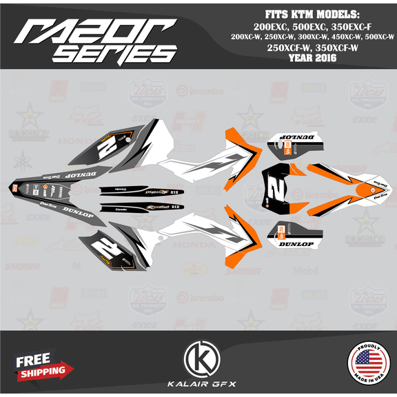 Kalair GFX Graphics Kit for Ktm 200XC-W,250XC-W,300XC-W,450XC-W and 500XC-W (2016) Razor Series