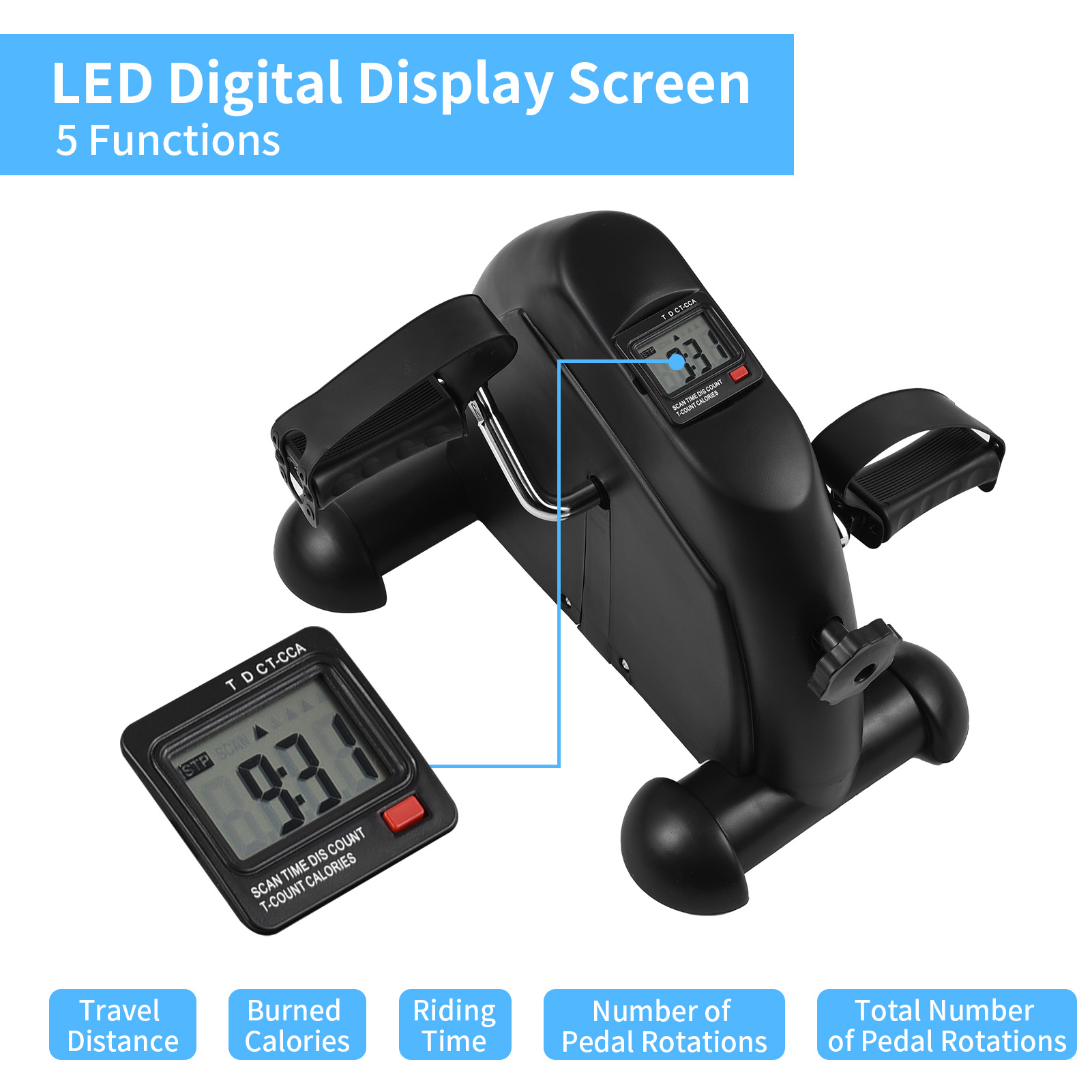 Eccomum Mini Exercise Bike Pedal Exerciser with LCD Screen photo 8